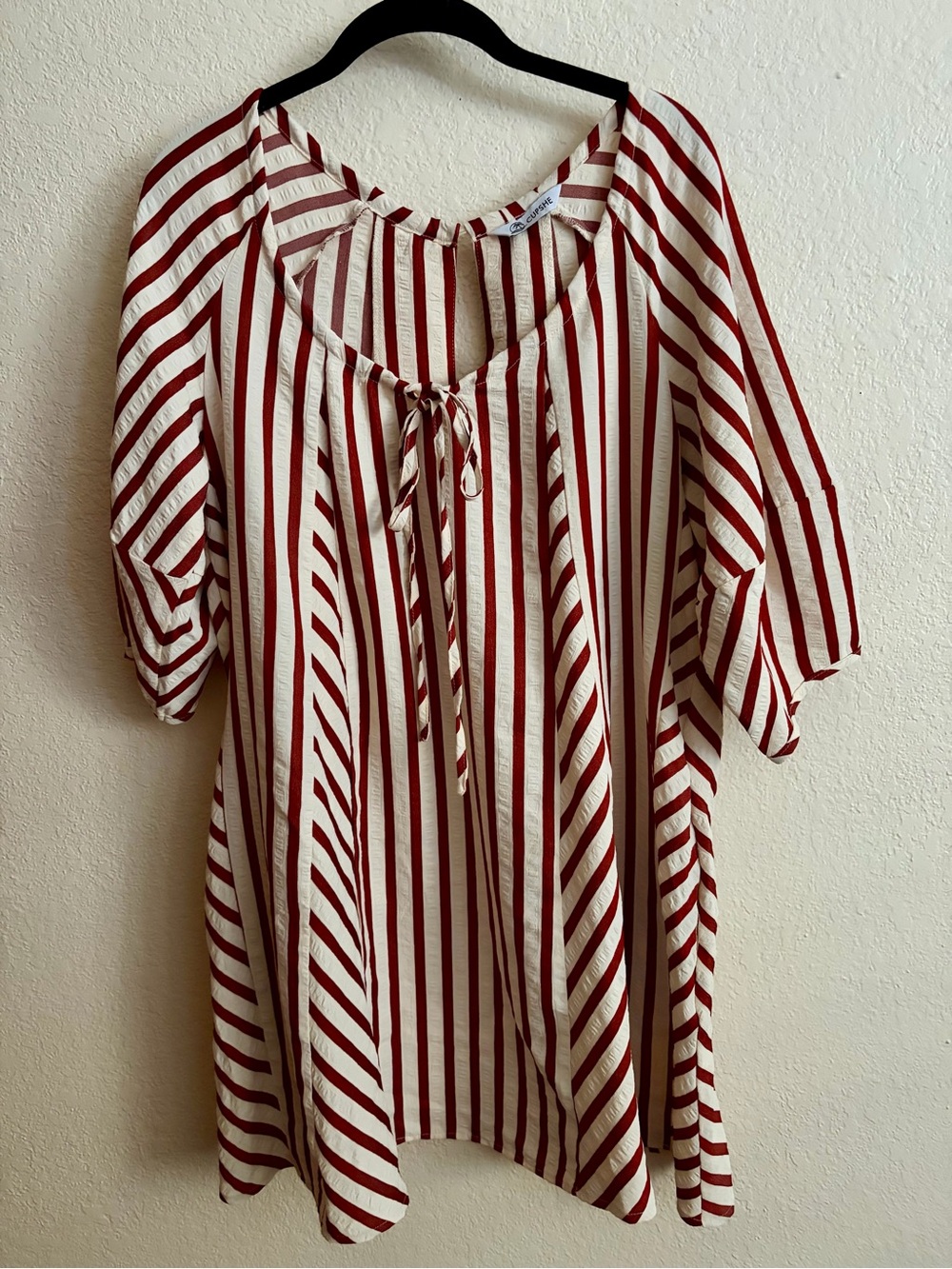 Striped Rust and Cream CupShe Dress - Women's Top